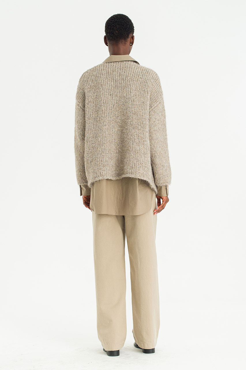 Mure Open Cardigan, Dark Beige