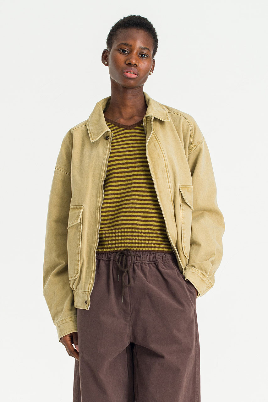 Boxy Soft Utility Blouson, Beige