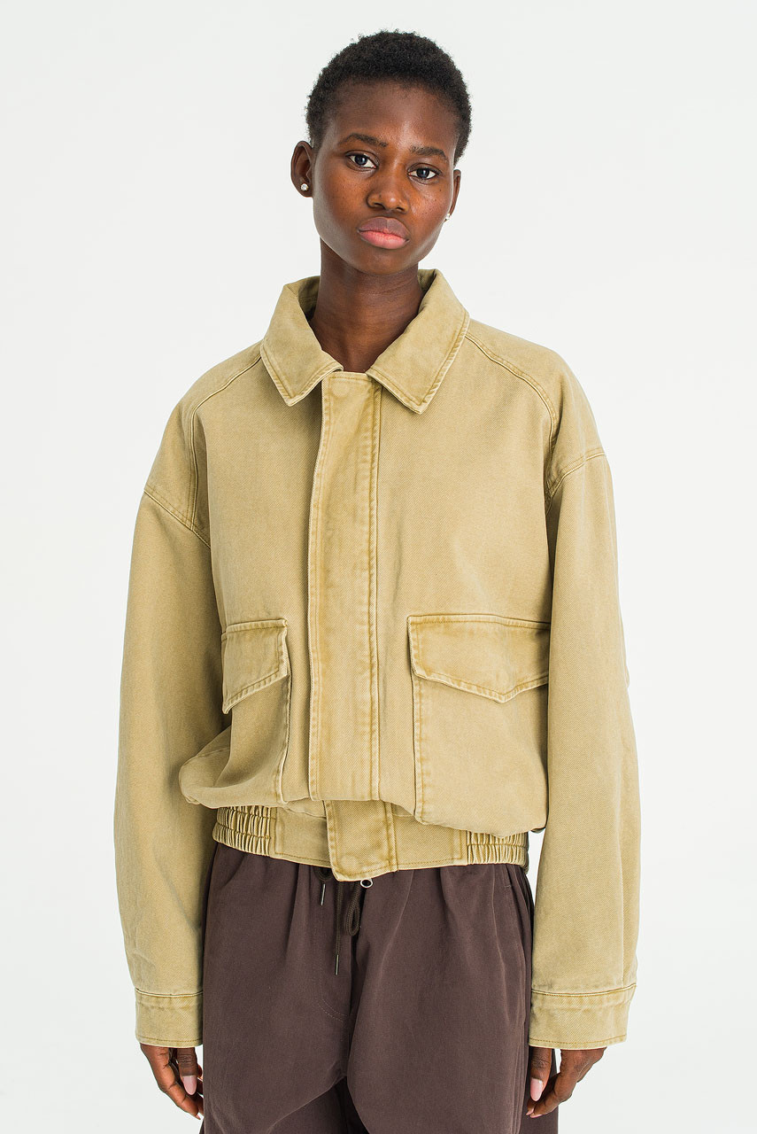 Boxy Soft Utility Blouson, Beige
