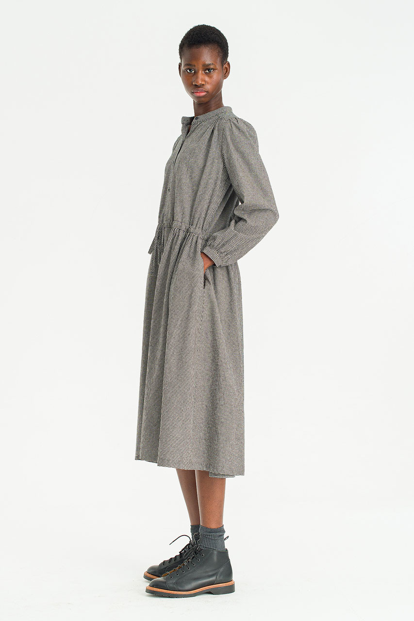 Mere Check Long Dress, Black