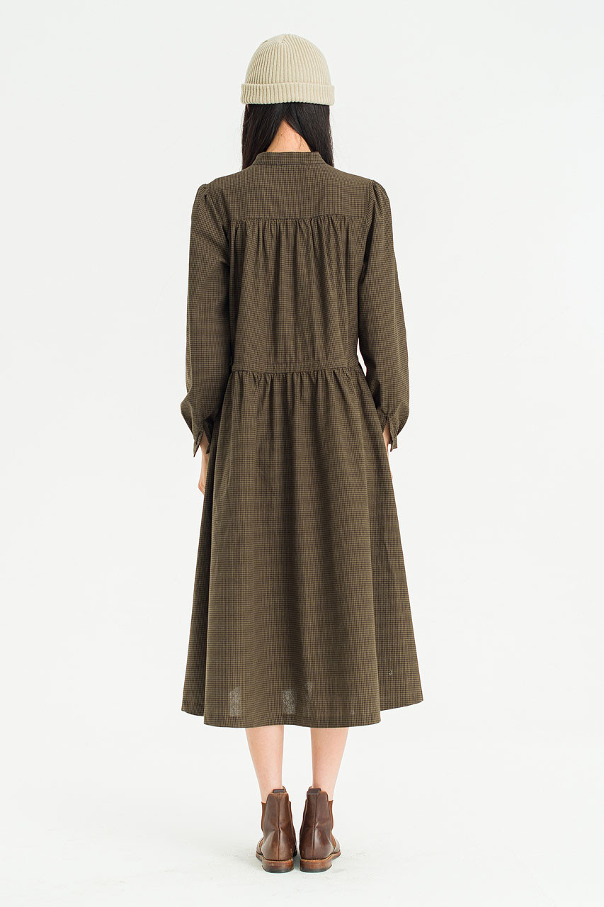 Mere Check Long Dress, Khaki