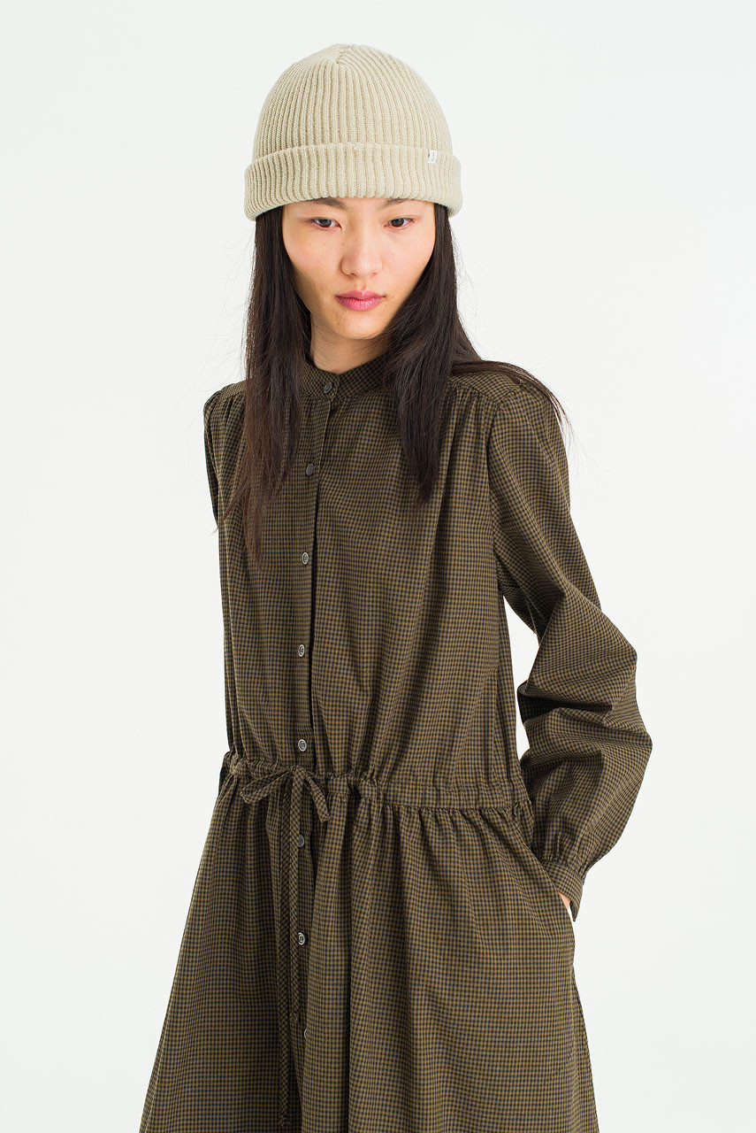 Mere Check Long Dress, Khaki