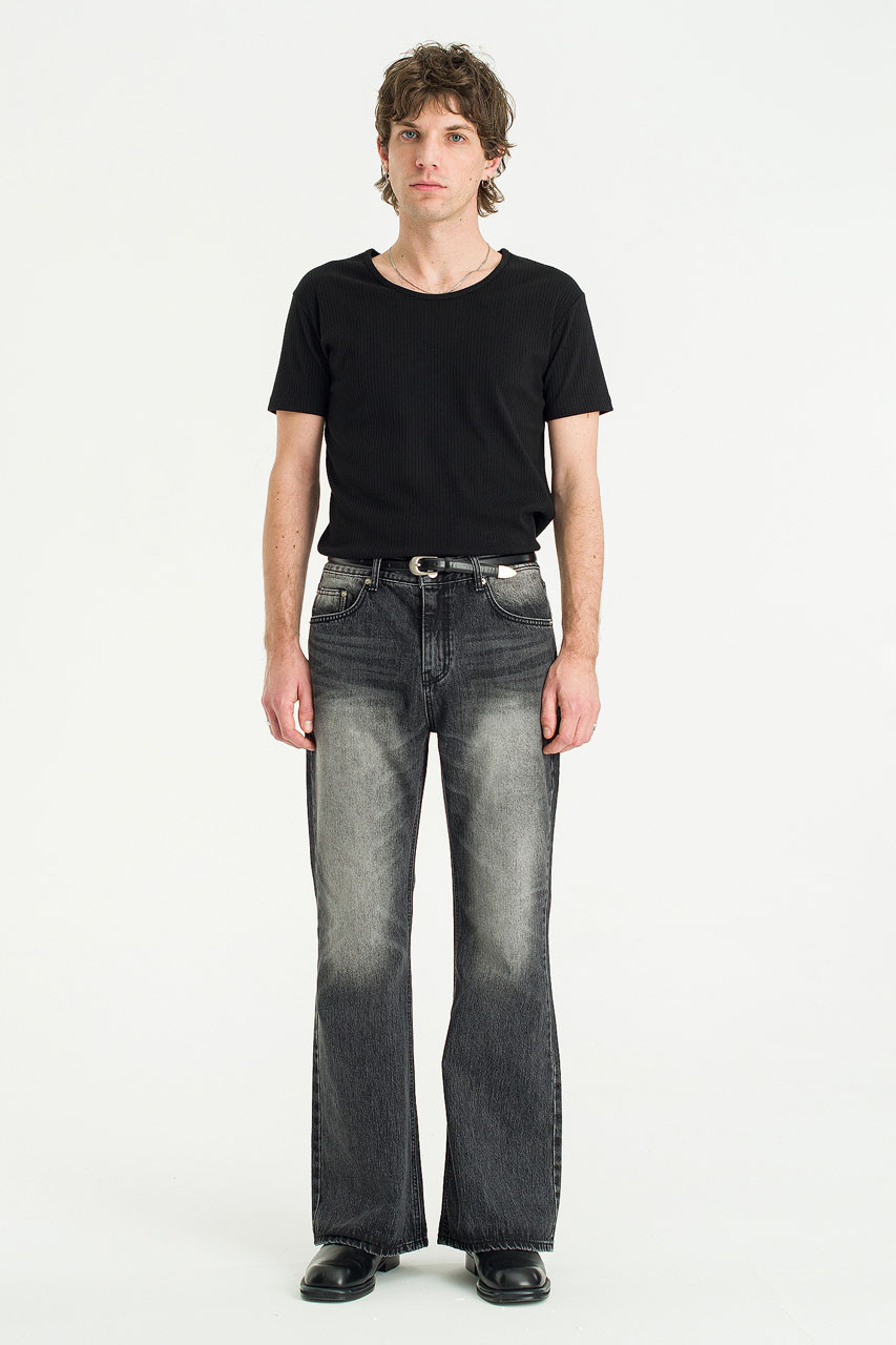 Menswear | Smoky Wash Bootcut Jeans, Black