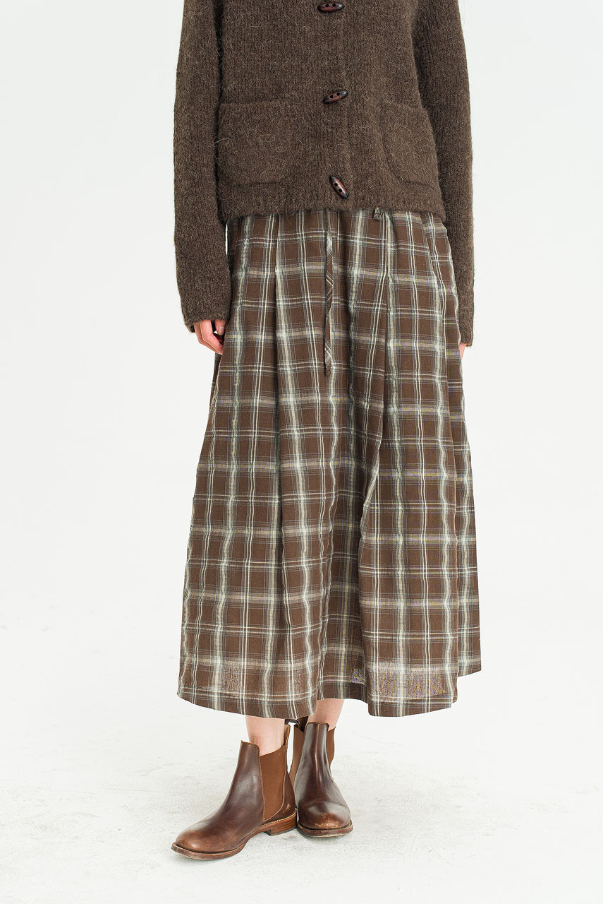 Tovia Check Skirt, Brown