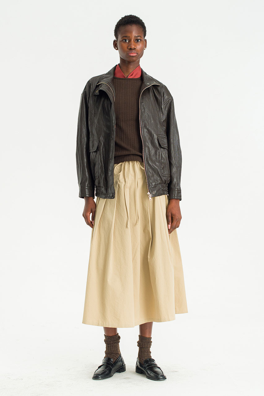 Ives Faux Leather Blouson, Brown