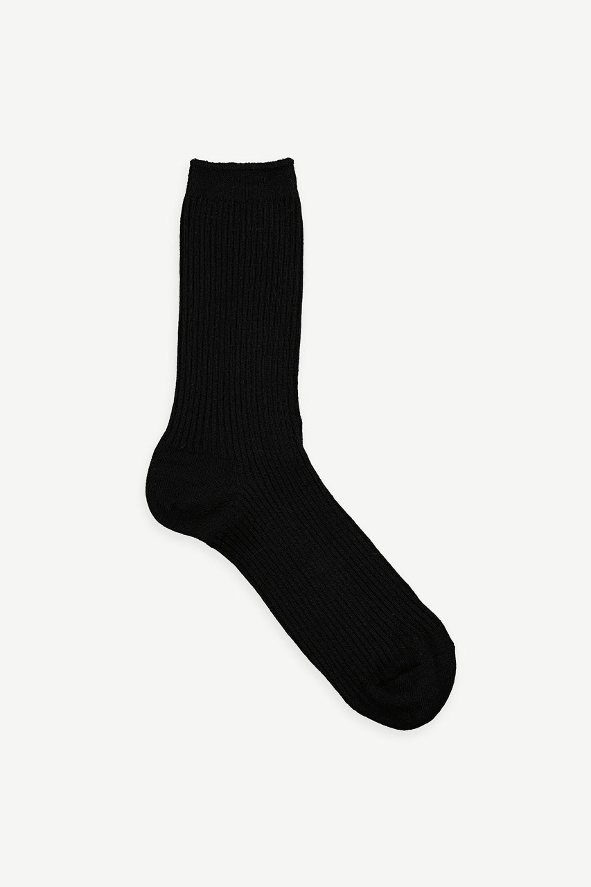 Cotton Mix Ribbed Sock, Black