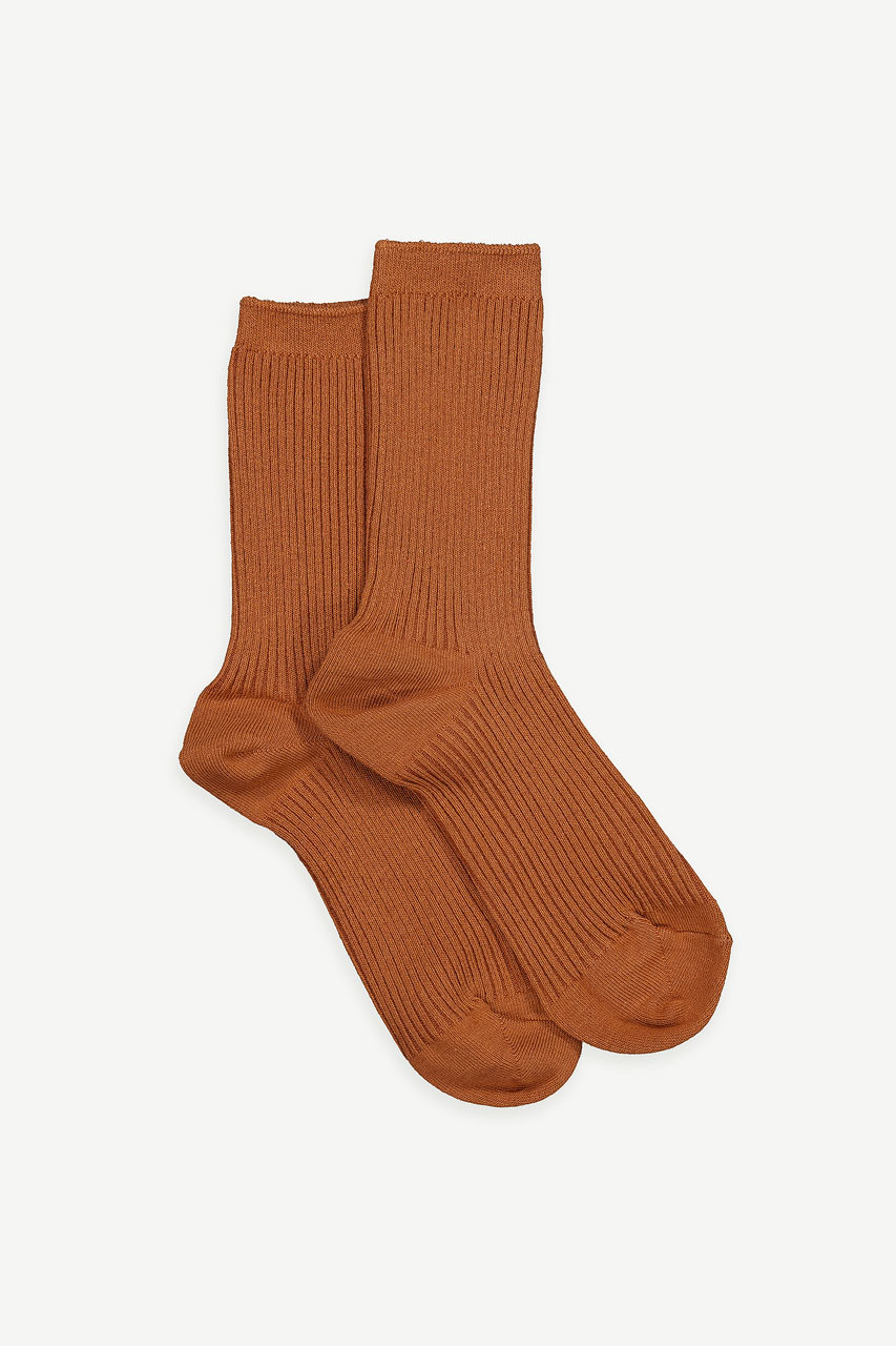 Cotton Mix Ribbed Sock, Pumpkin
