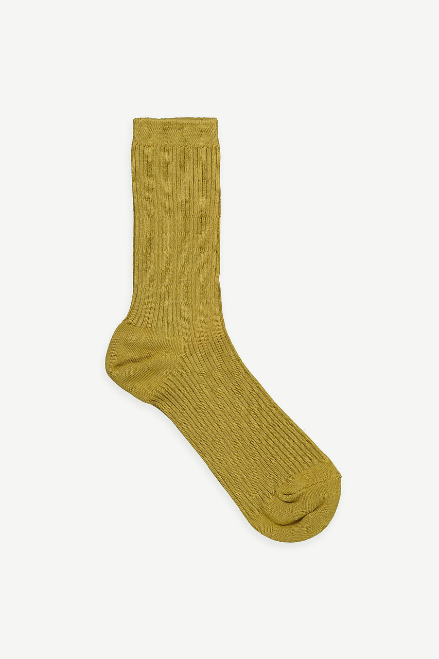Cotton Mix Ribbed Sock, Olive