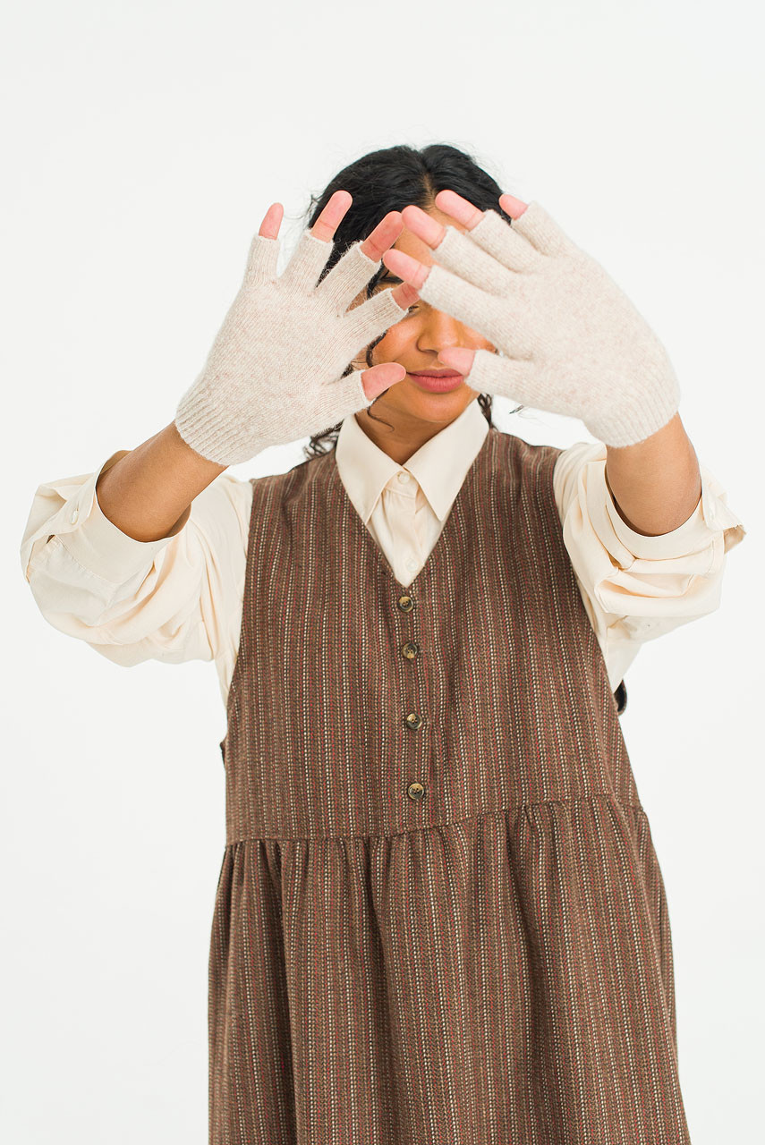 Moya Half Gloves, Oat
