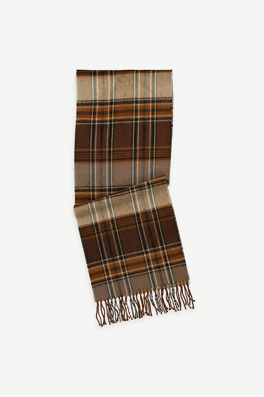 Bran Check Scarf Small, Brown