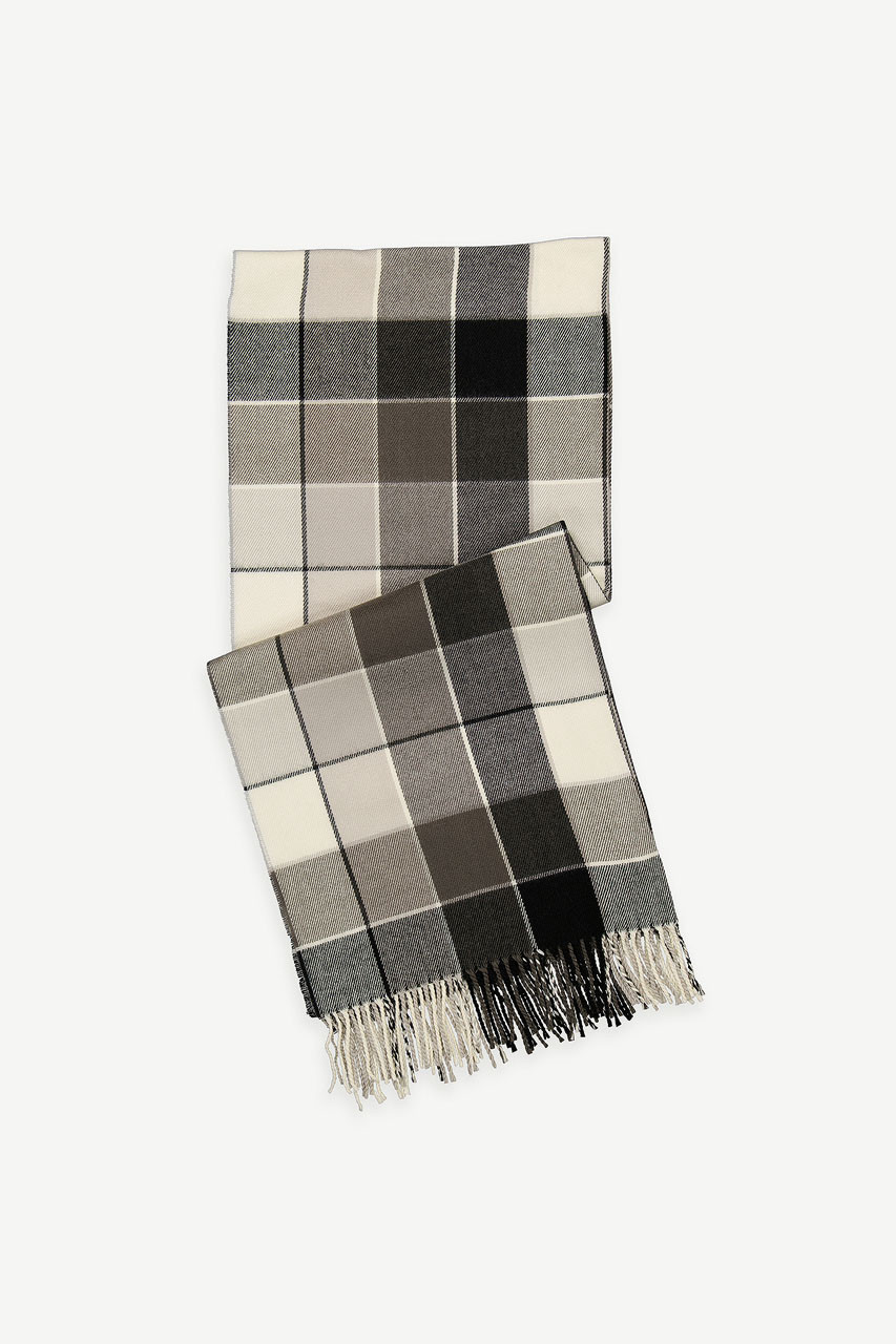 Bran Check Scarf Large, Black
