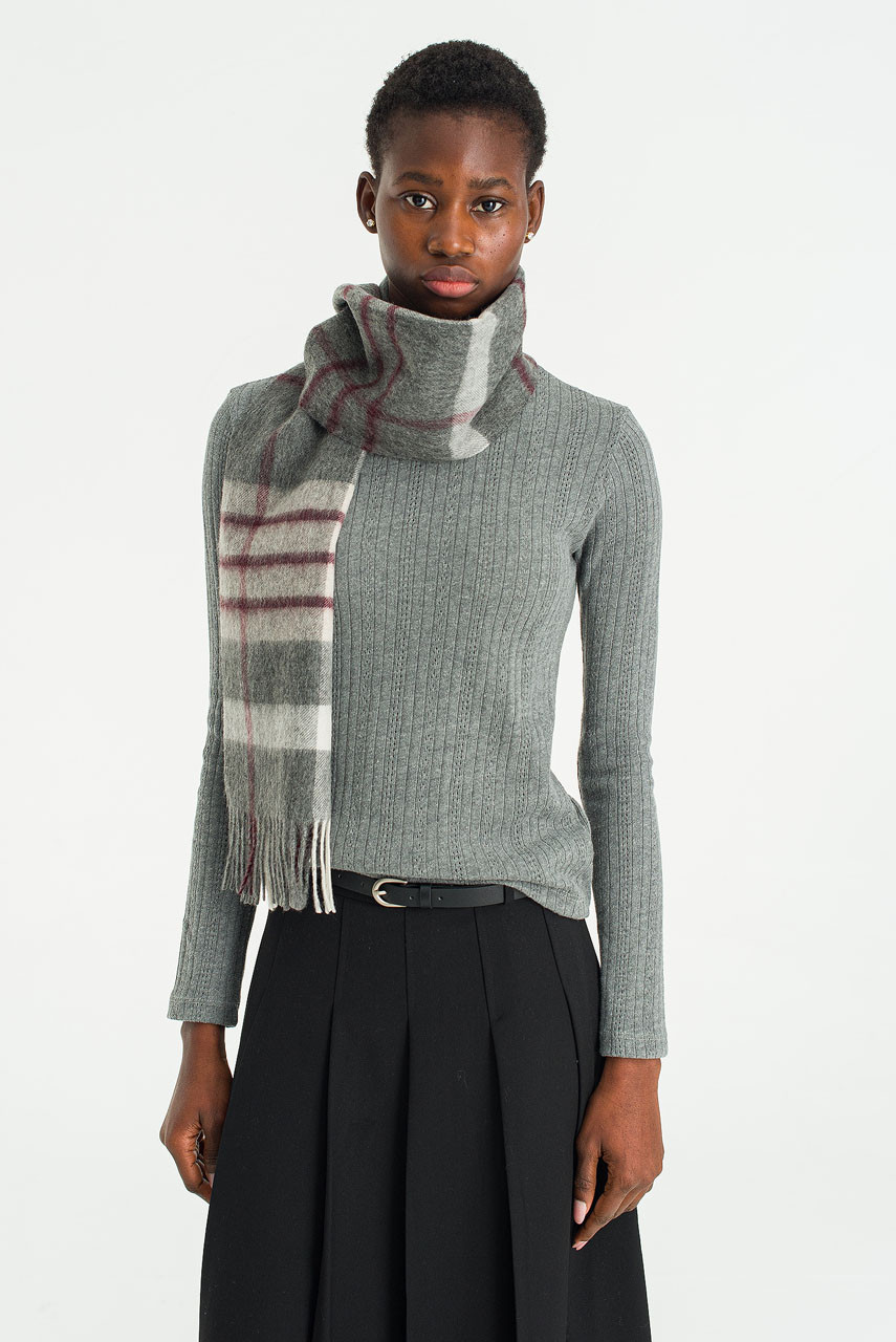 Menswear | Tartan-Style Scarf, Dark Grey