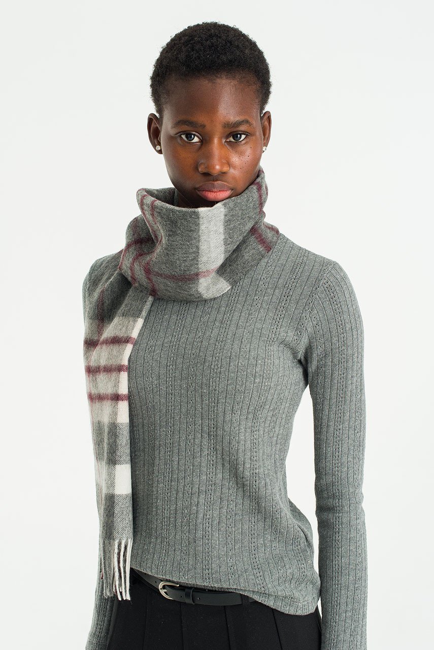 Menswear | Tartan-Style Scarf, Dark Grey