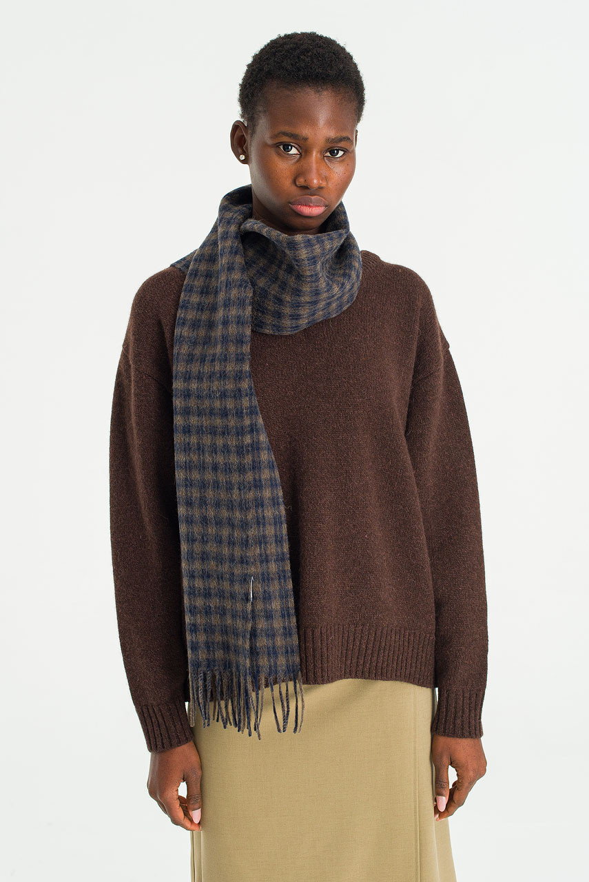 Gingham Scarf, Navy