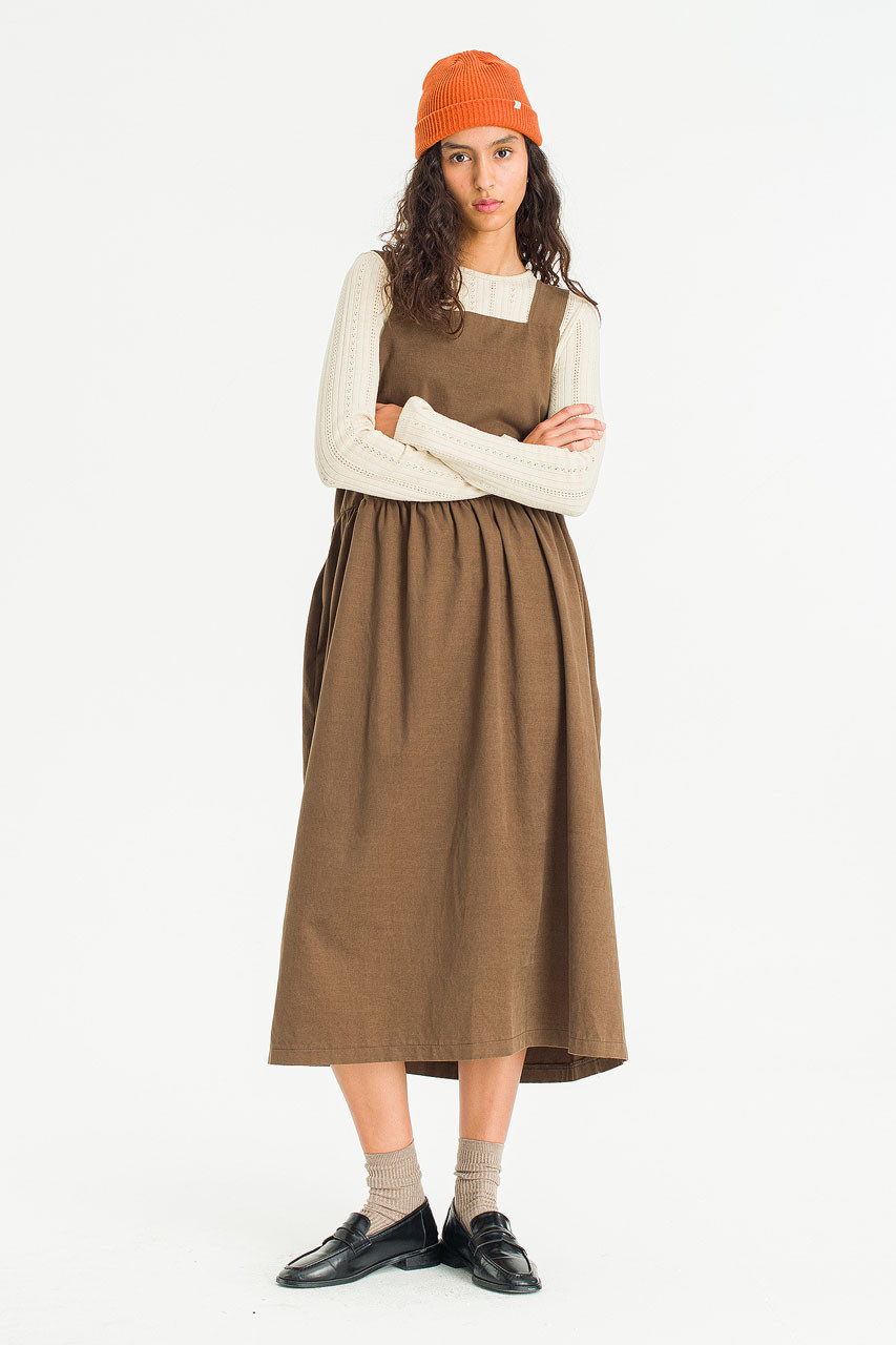 Miel Pinafore Dress, Brown