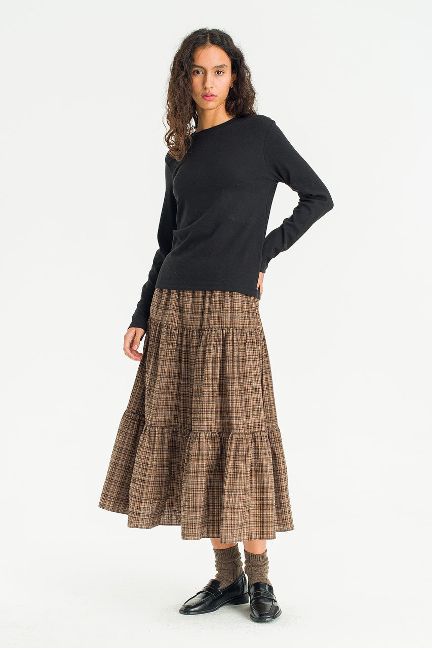 Keil Check Tired Skirt, Beige