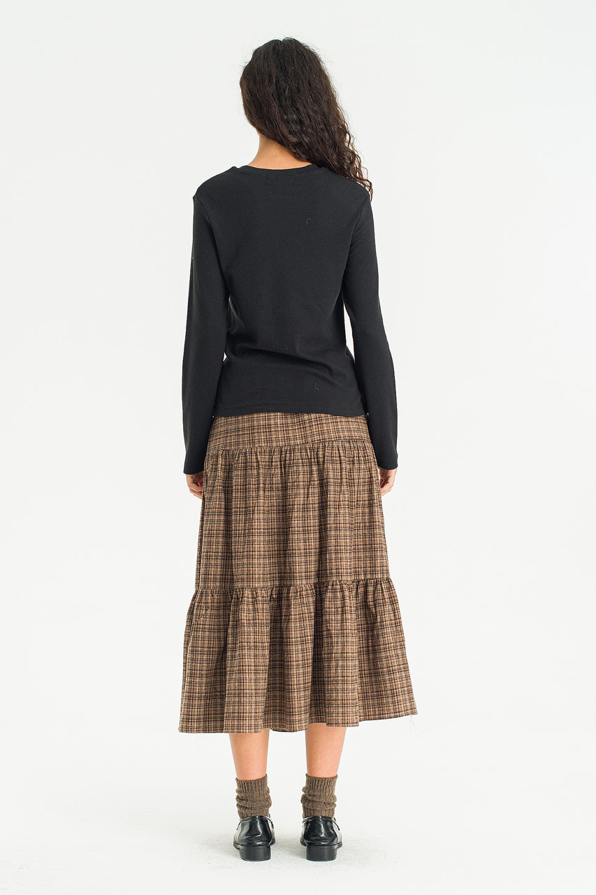 Keil Check Tired Skirt, Beige