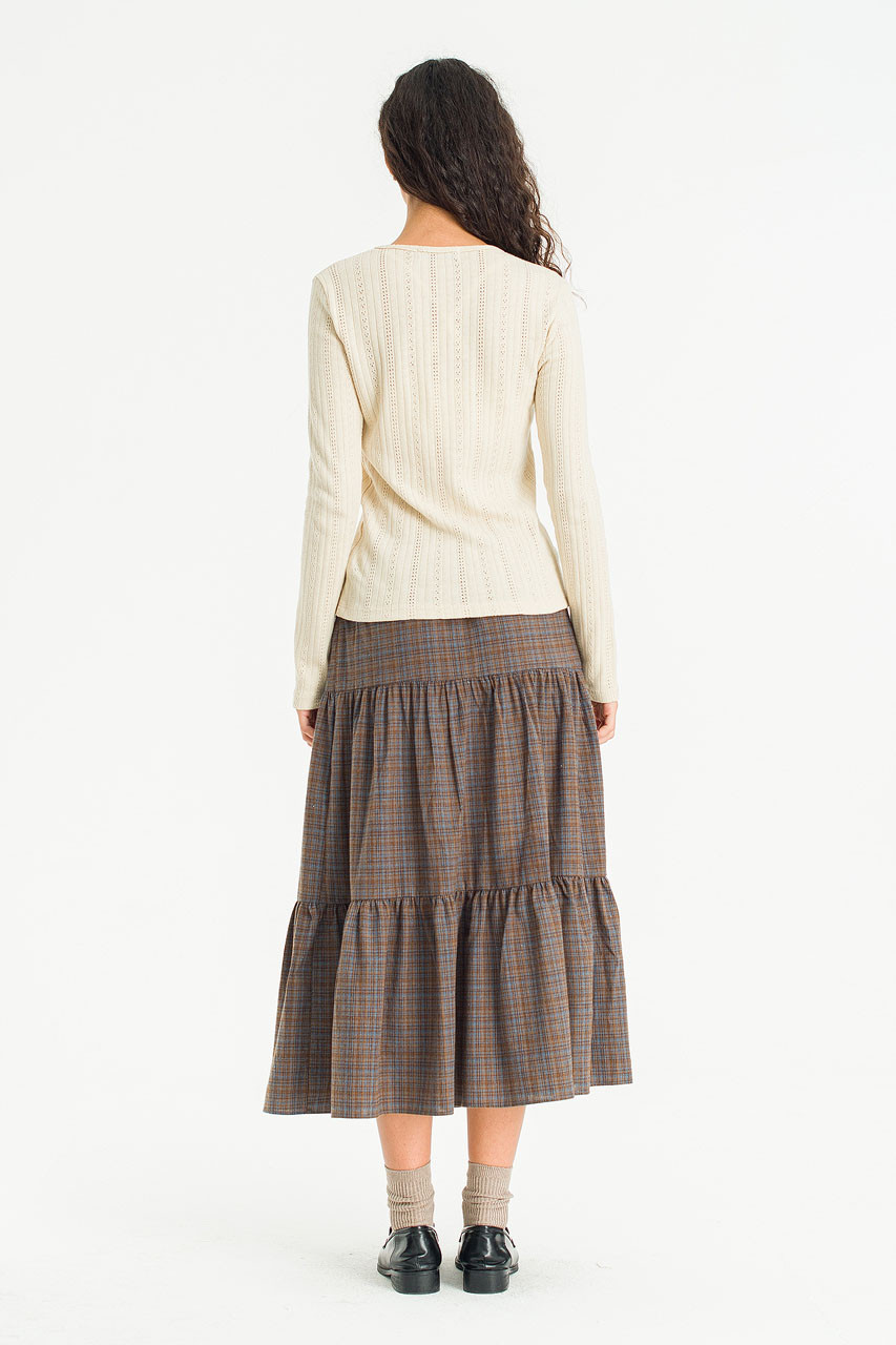 Keil Check Tired Skirt, Brown