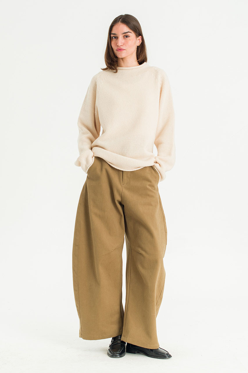 Boat Neck Wool Boxy Jumper, Cream