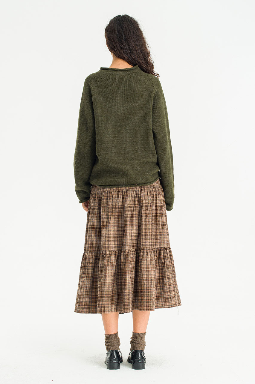 Boat Neck Wool Boxy Jumper, Khaki