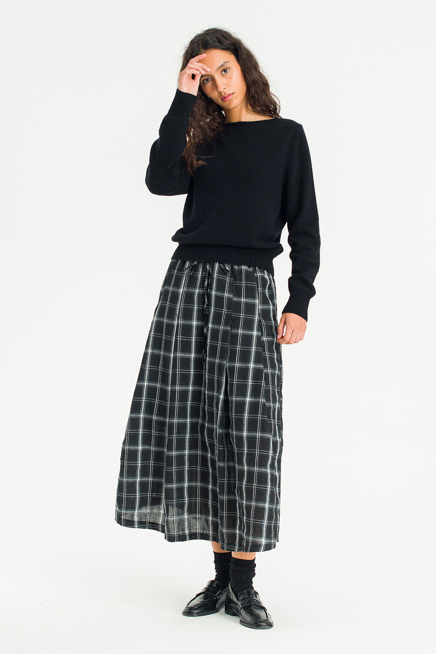Tovia Check Skirt, Black