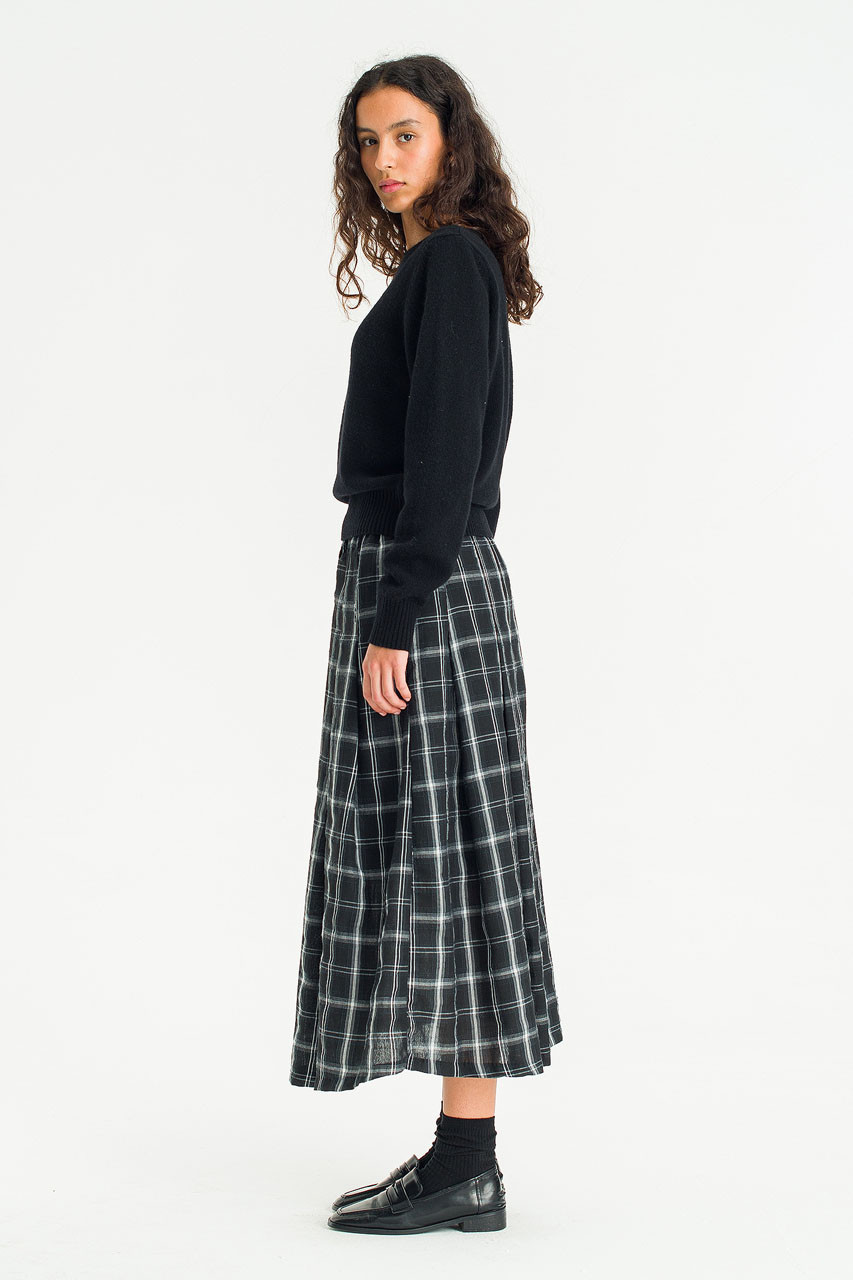 Tovia Check Skirt, Black