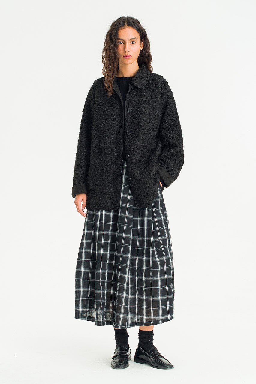 Mellow Plush Fleece Coat, Black