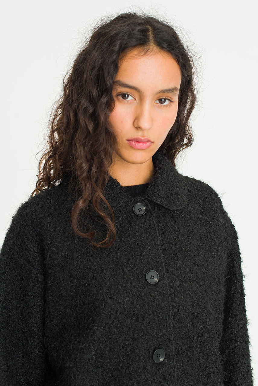 Mellow Plush Fleece Coat, Black