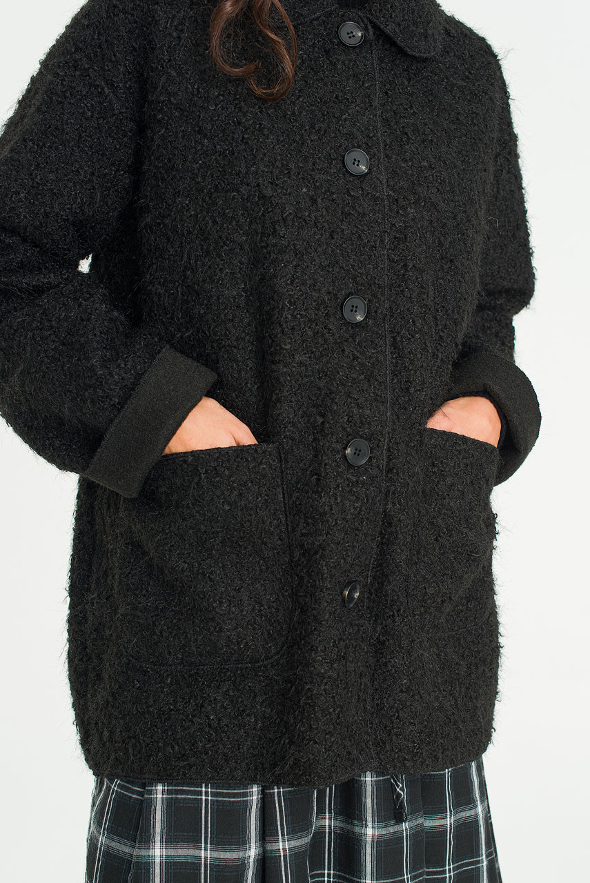 Mellow Plush Fleece Coat, Black