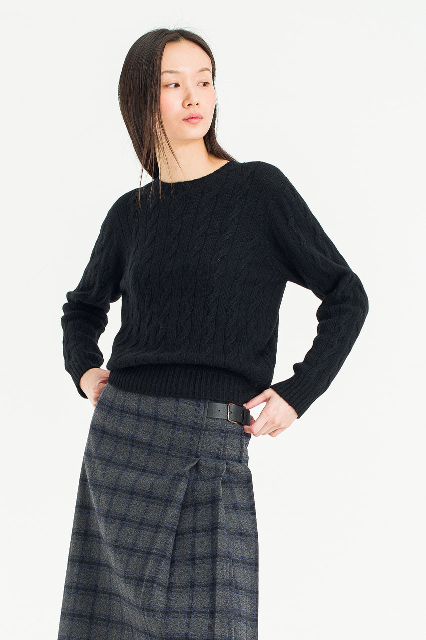 Silent Cable Knit, Black