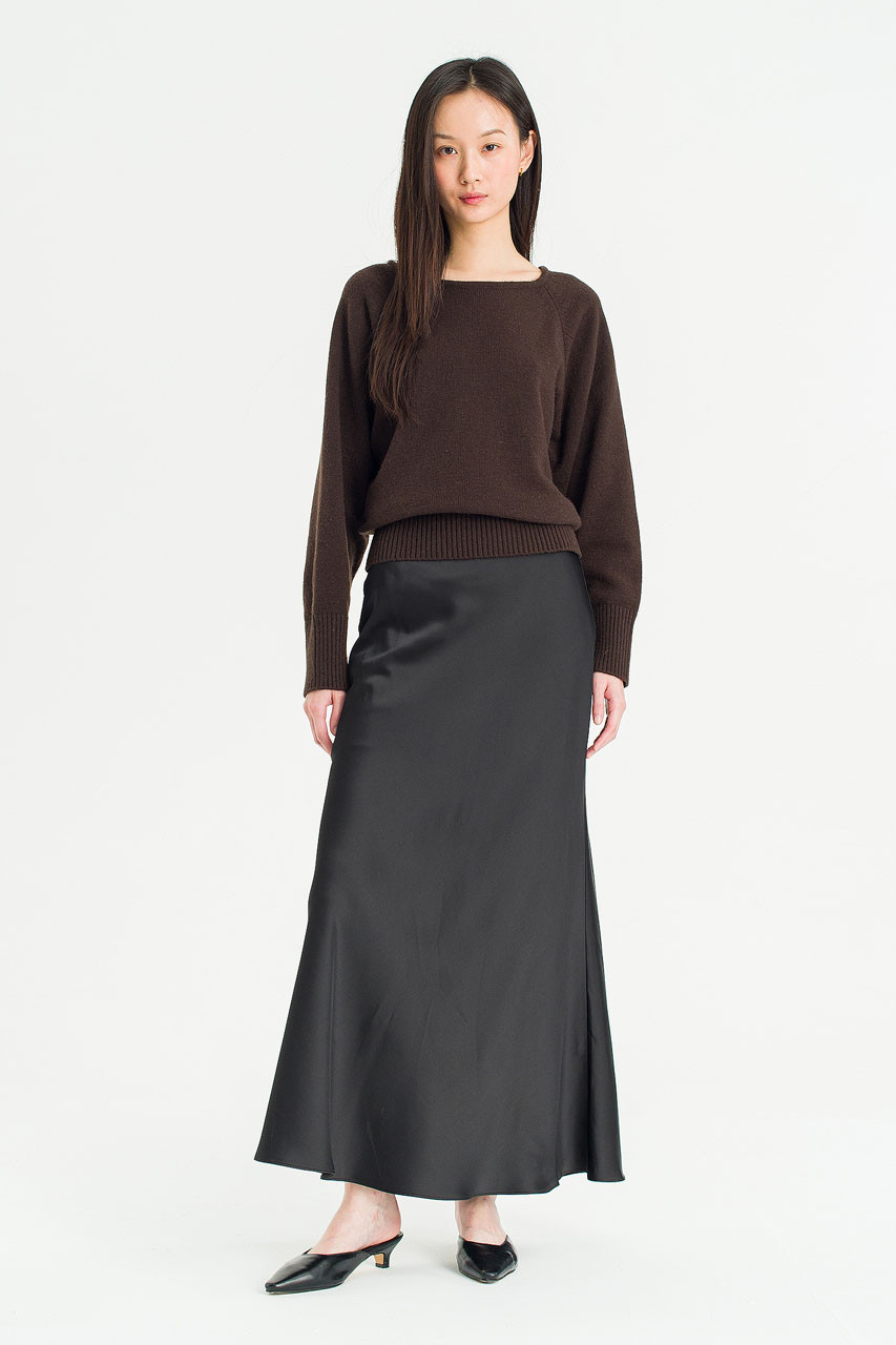 Whisper Drape Slip Skirt, Black