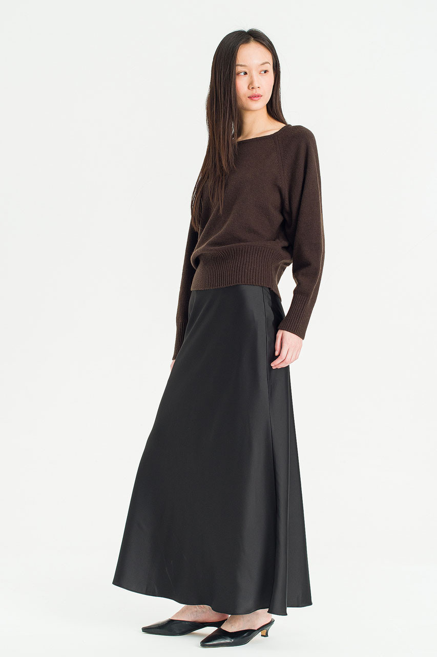 Whisper Drape Slip Skirt, Black