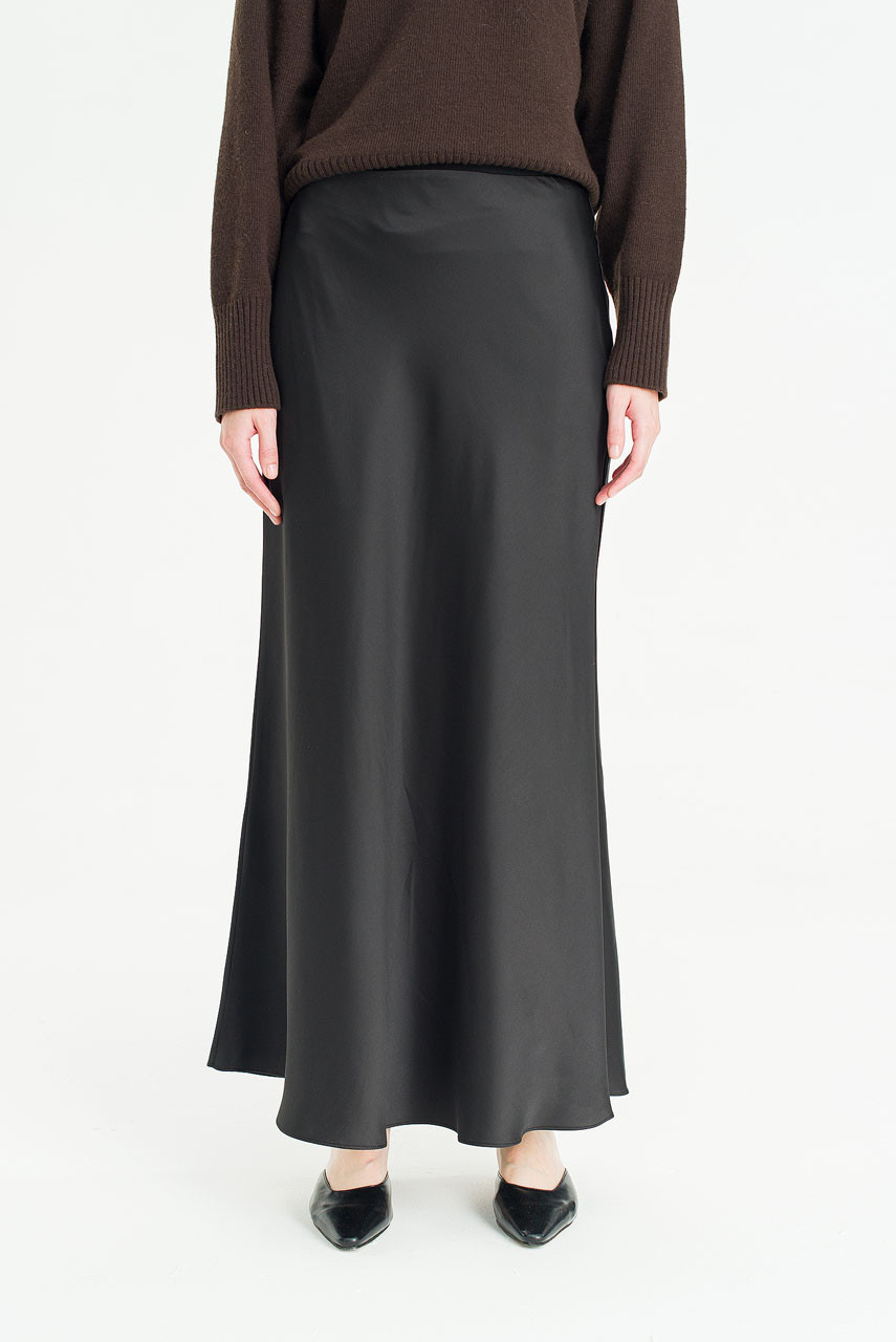 Whisper Drape Slip Skirt, Black
