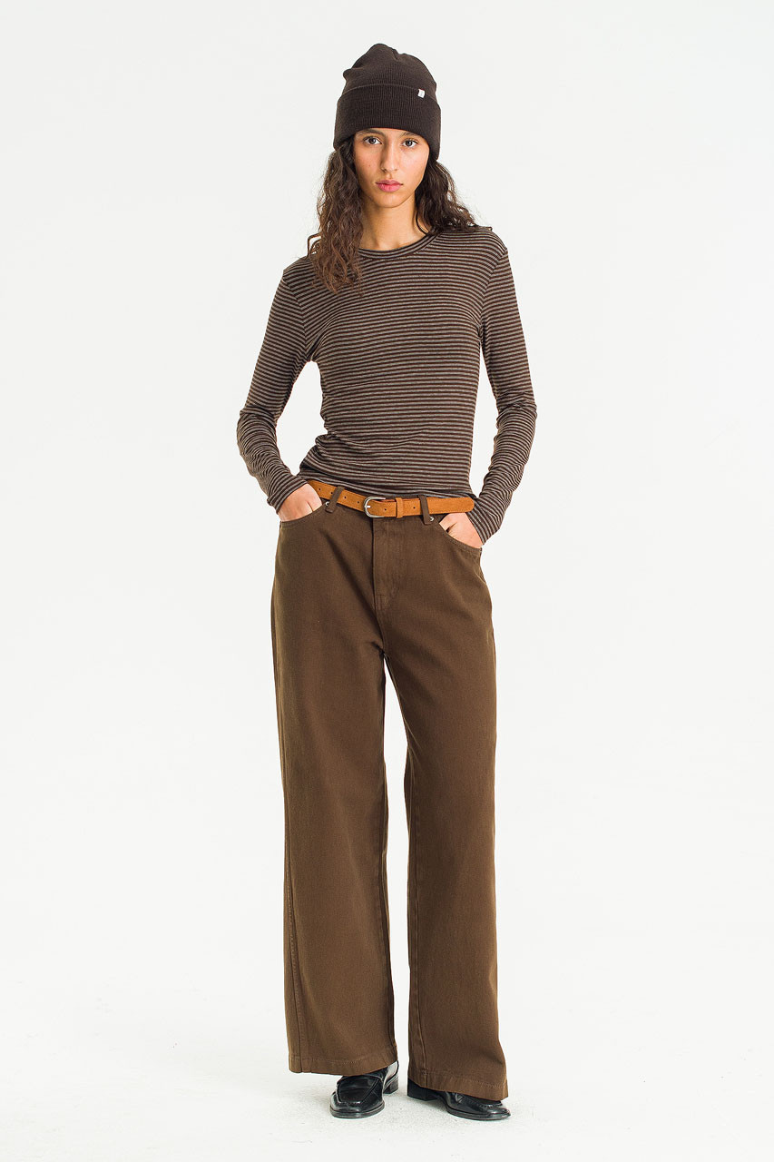 Curved Pigment Jean, Brown