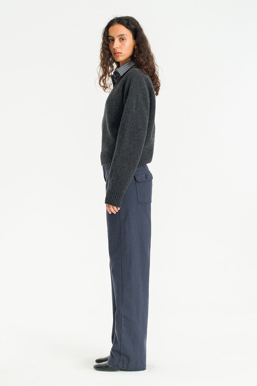 Fine Seamless V Neck  Neck Jumper, Charcoal