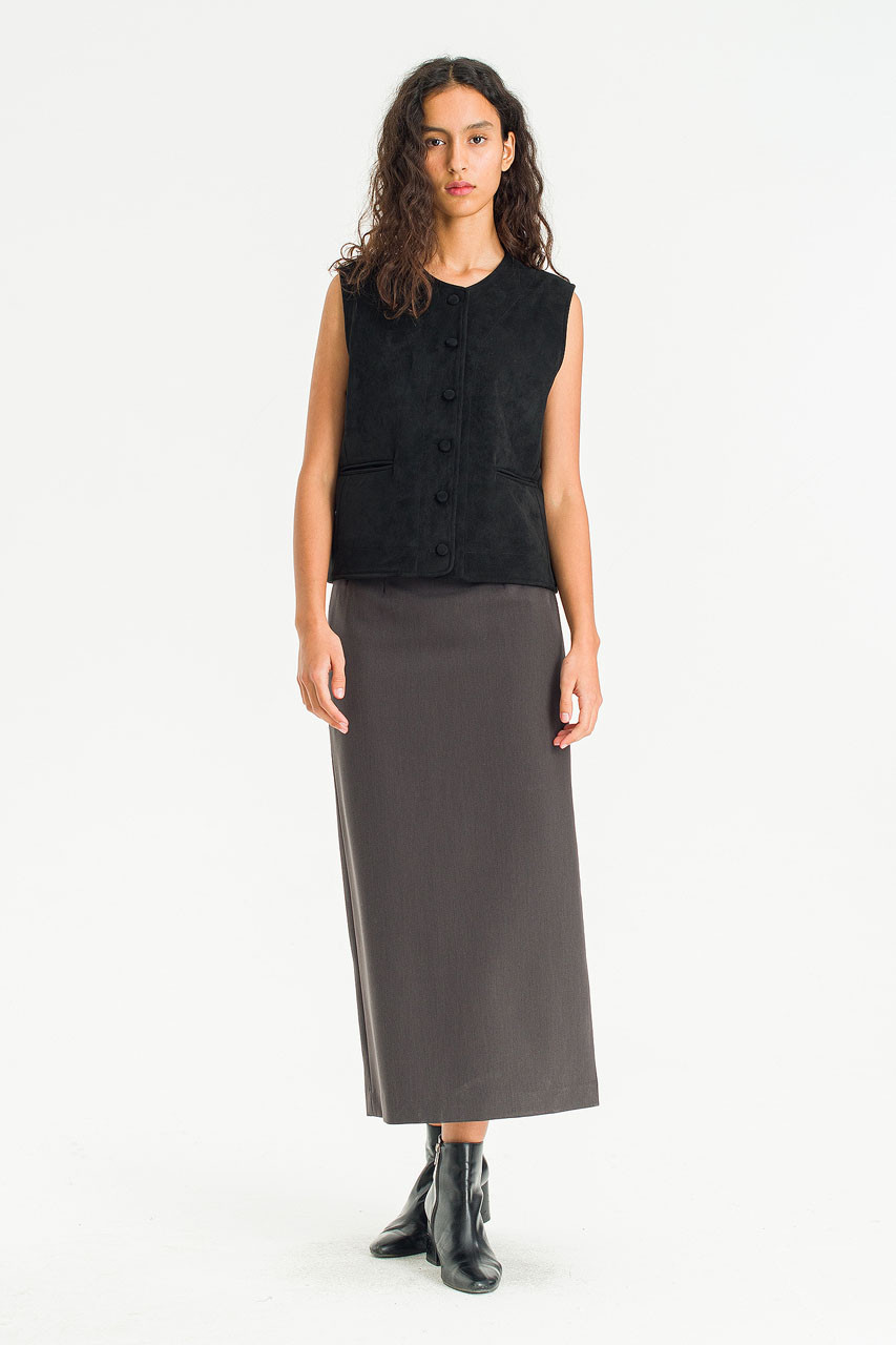 Velina Mid Length Skirt, Charcoal