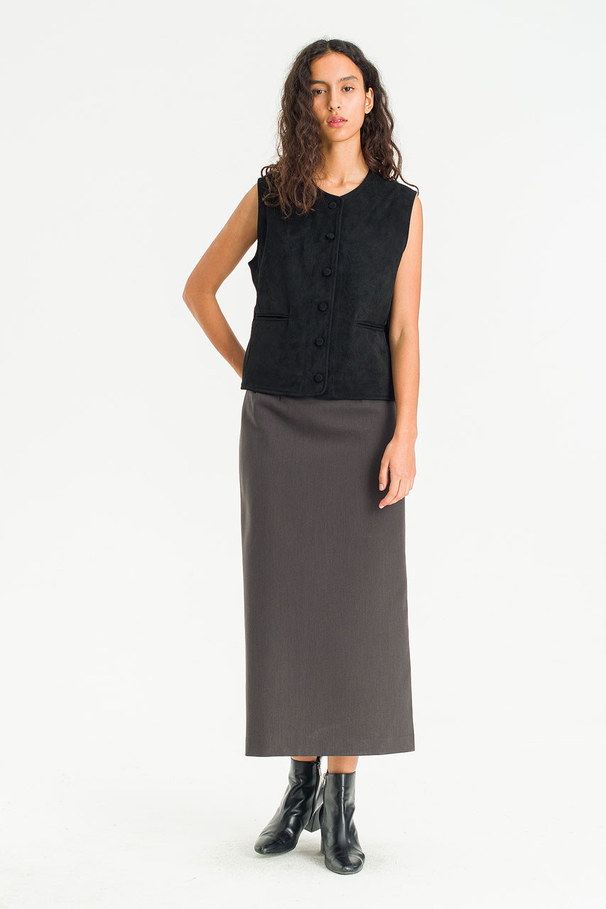Velina Mid Length Skirt, Charcoal
