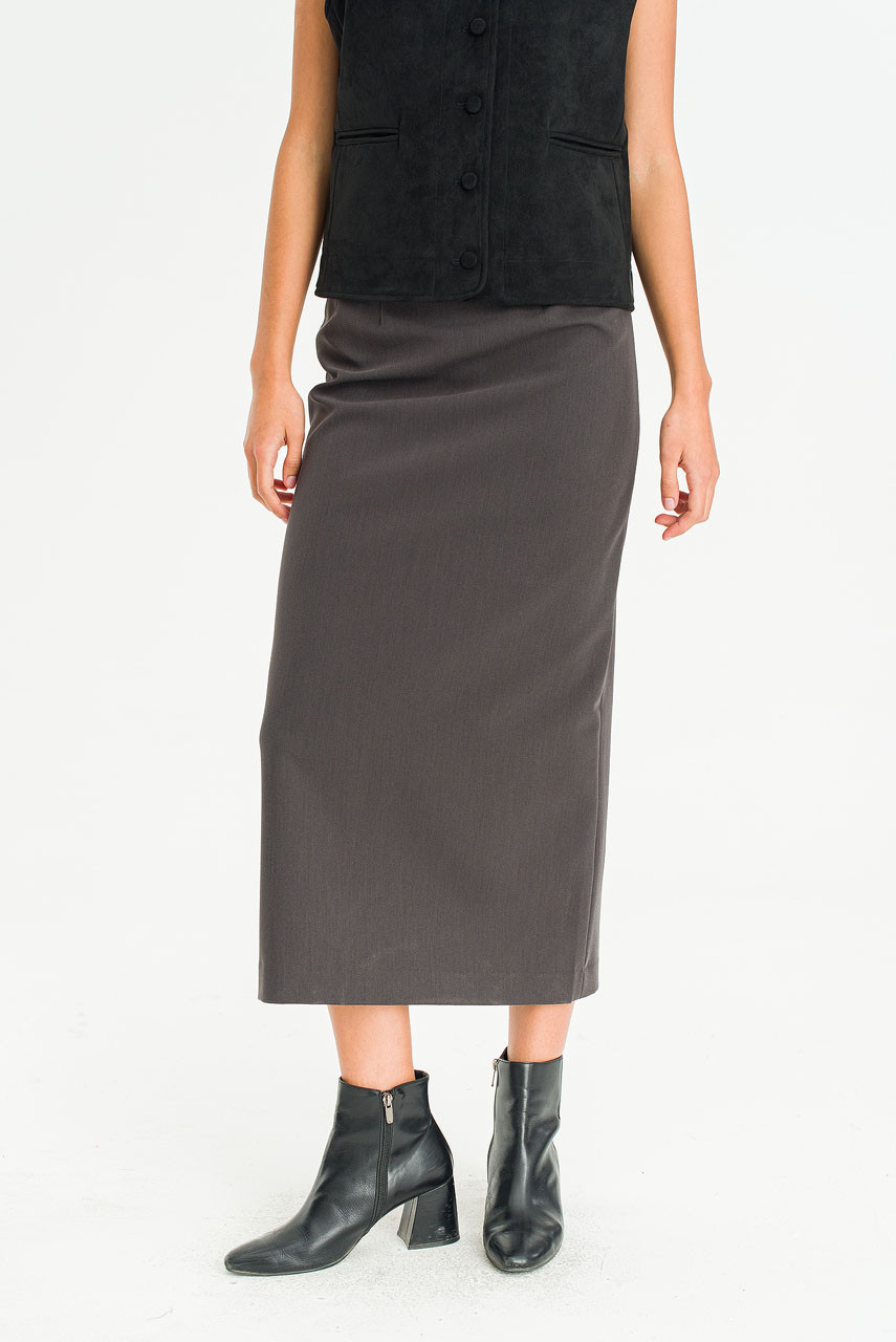 Velina Mid Length Skirt, Charcoal