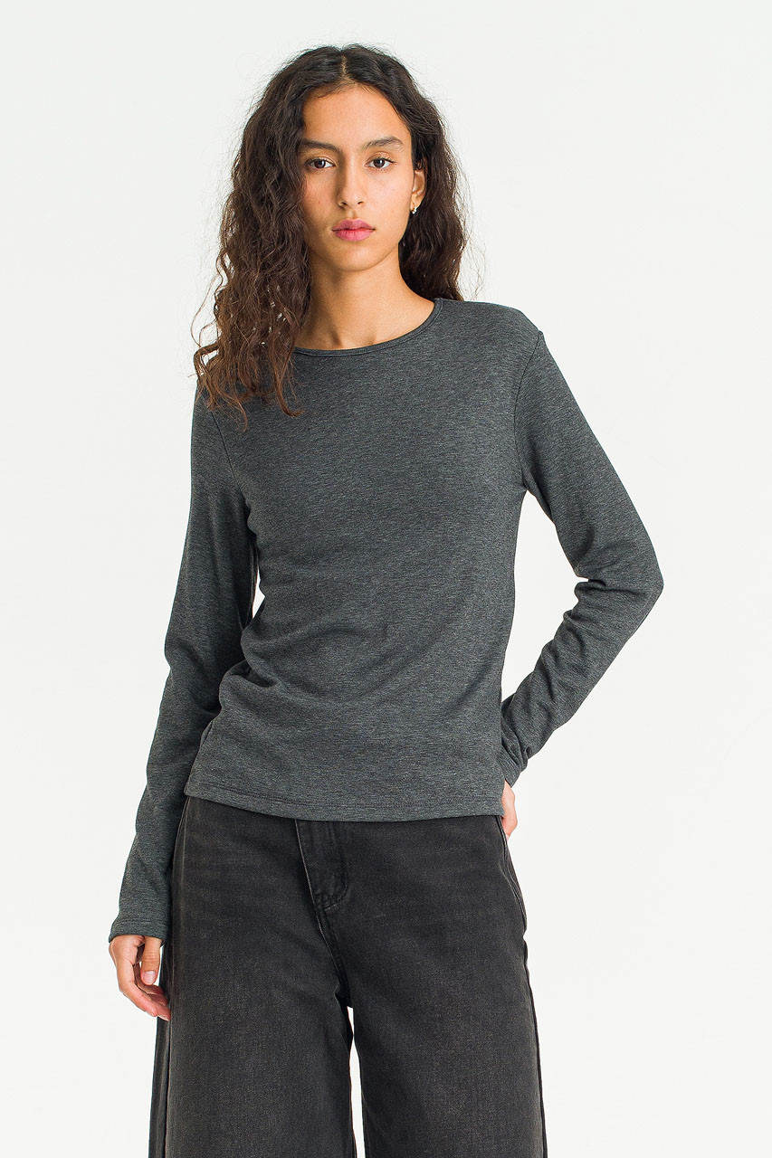 Mild Touch Round Neck Tee, Charcoal