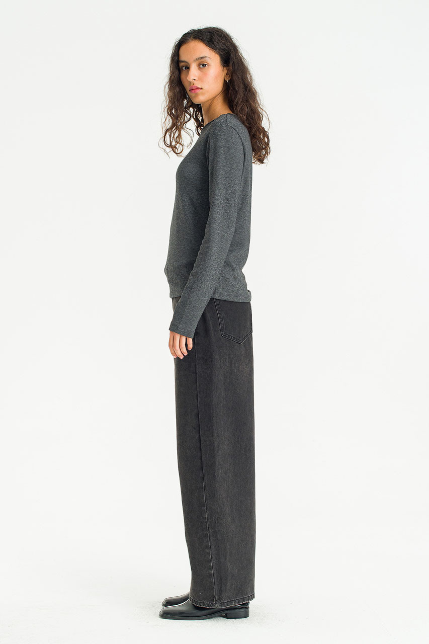 Mild Touch Round Neck Tee, Charcoal