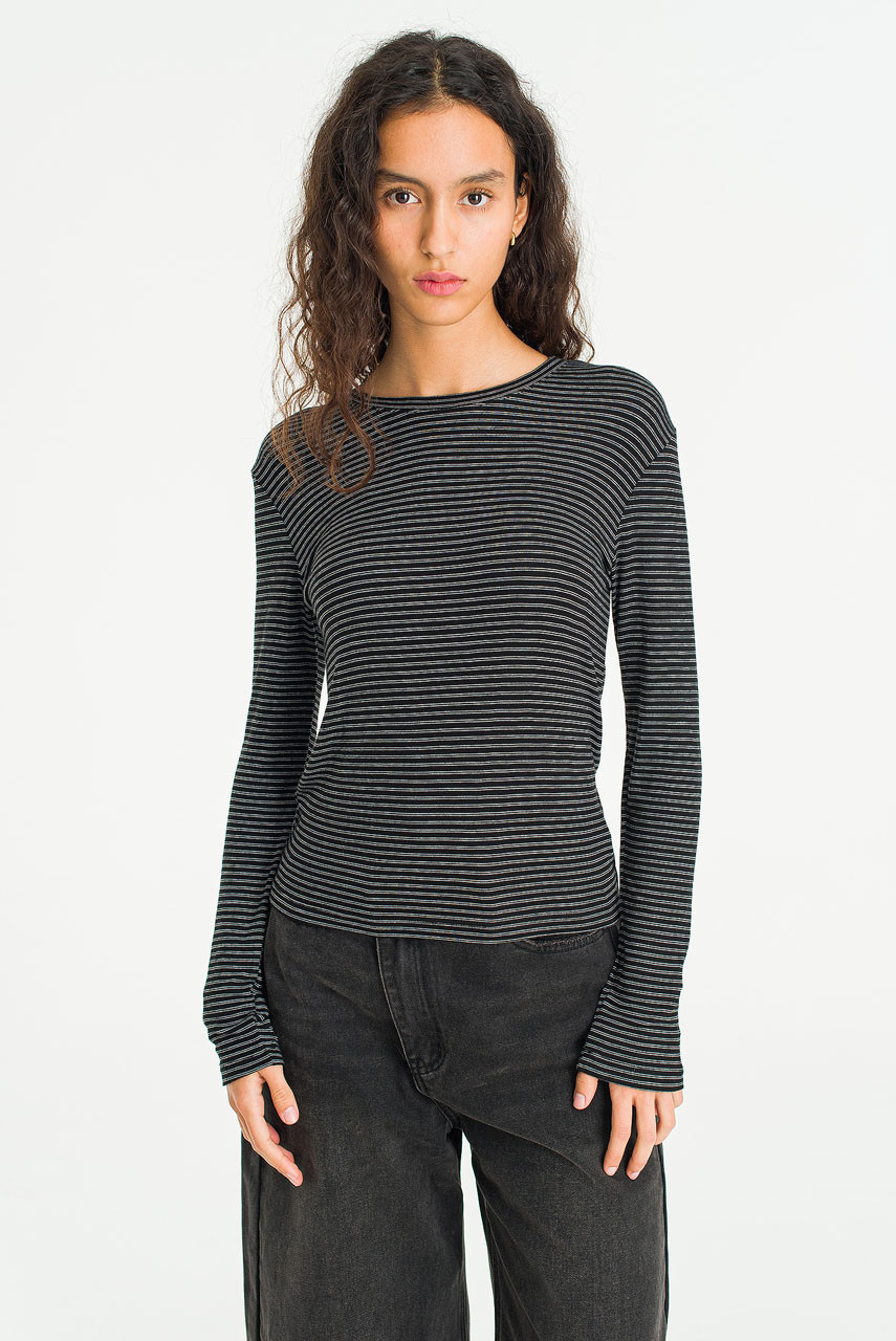 Line Texture Tee, Black