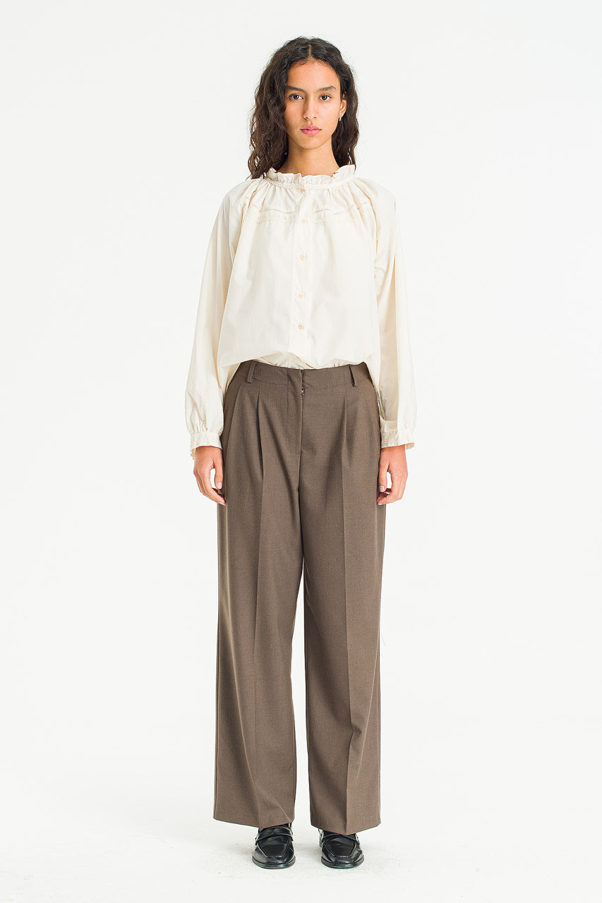 Drift Pin Tuck Trousers, Dark Brown