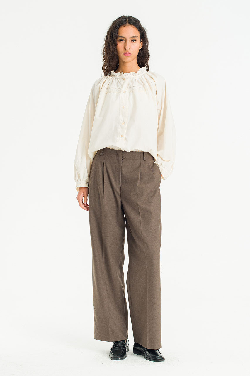 Drift Pin Tuck Trousers, Dark Brown