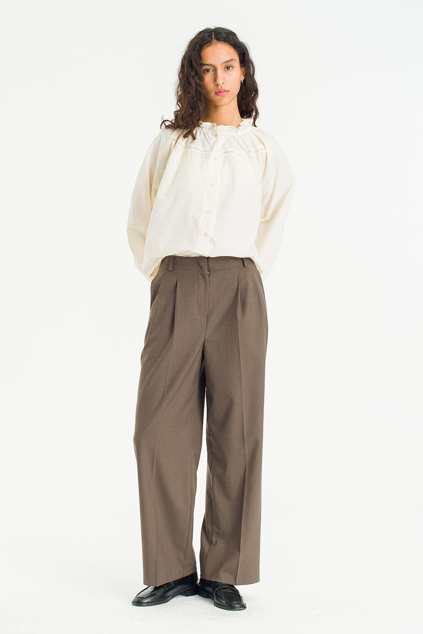 Drift Pin Tuck Trousers, Dark Brown