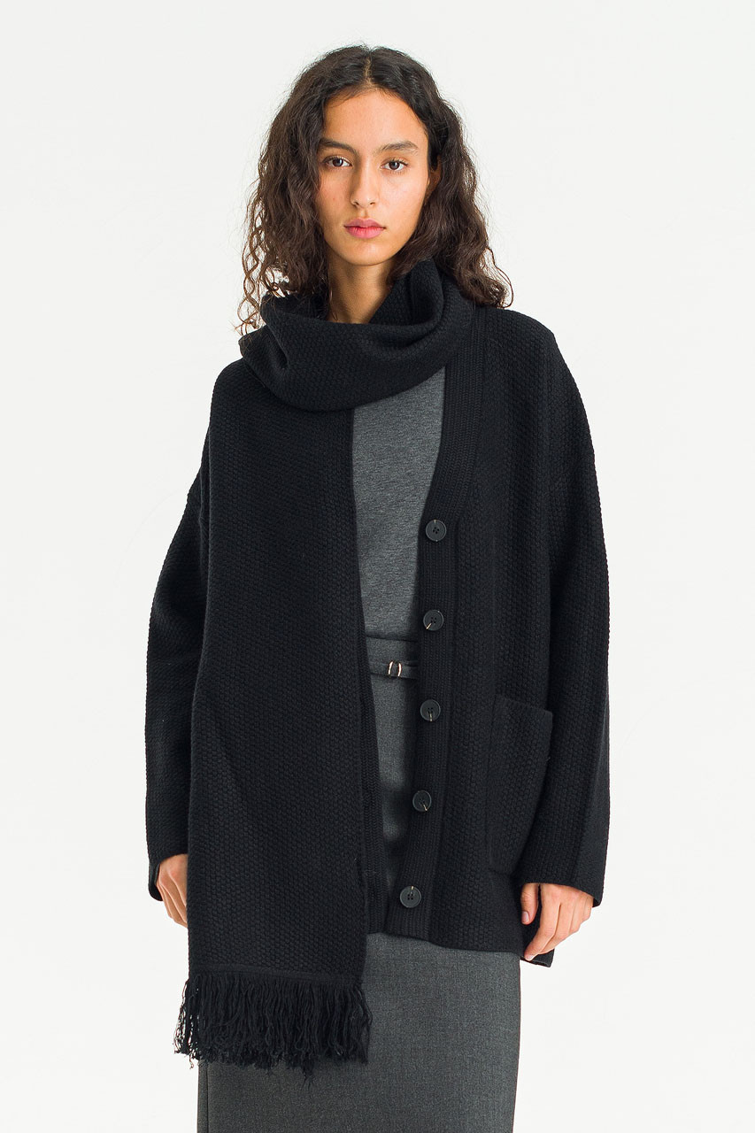 Lenn Over Size Knit Cardigan, Black