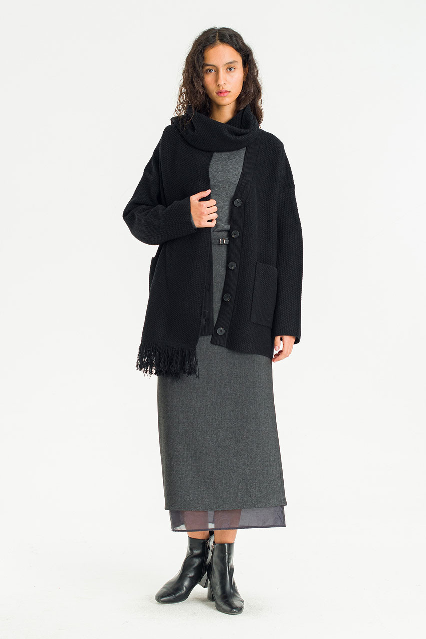 Lenn Over Size Knit Cardigan, Black