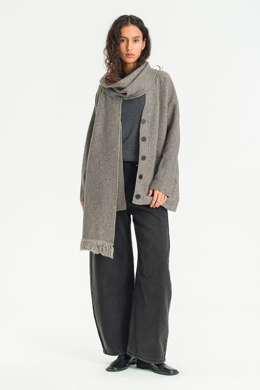 Lenn Over Size Knit Cardigan, Grey