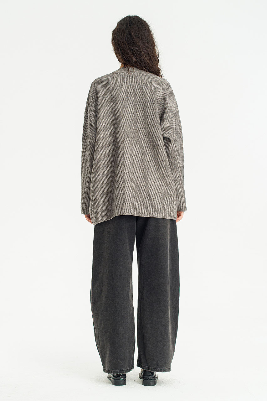 Lenn Over Size Knit Cardigan, Grey