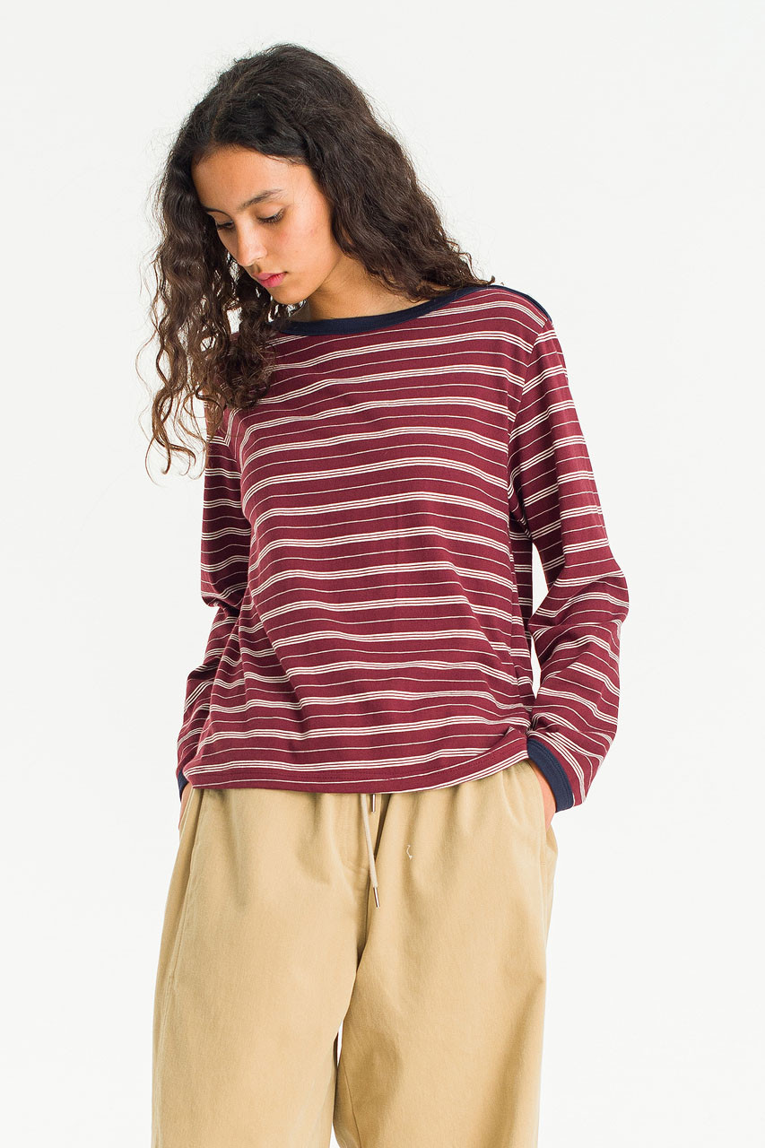 Day Stripe Tee, Burgundy