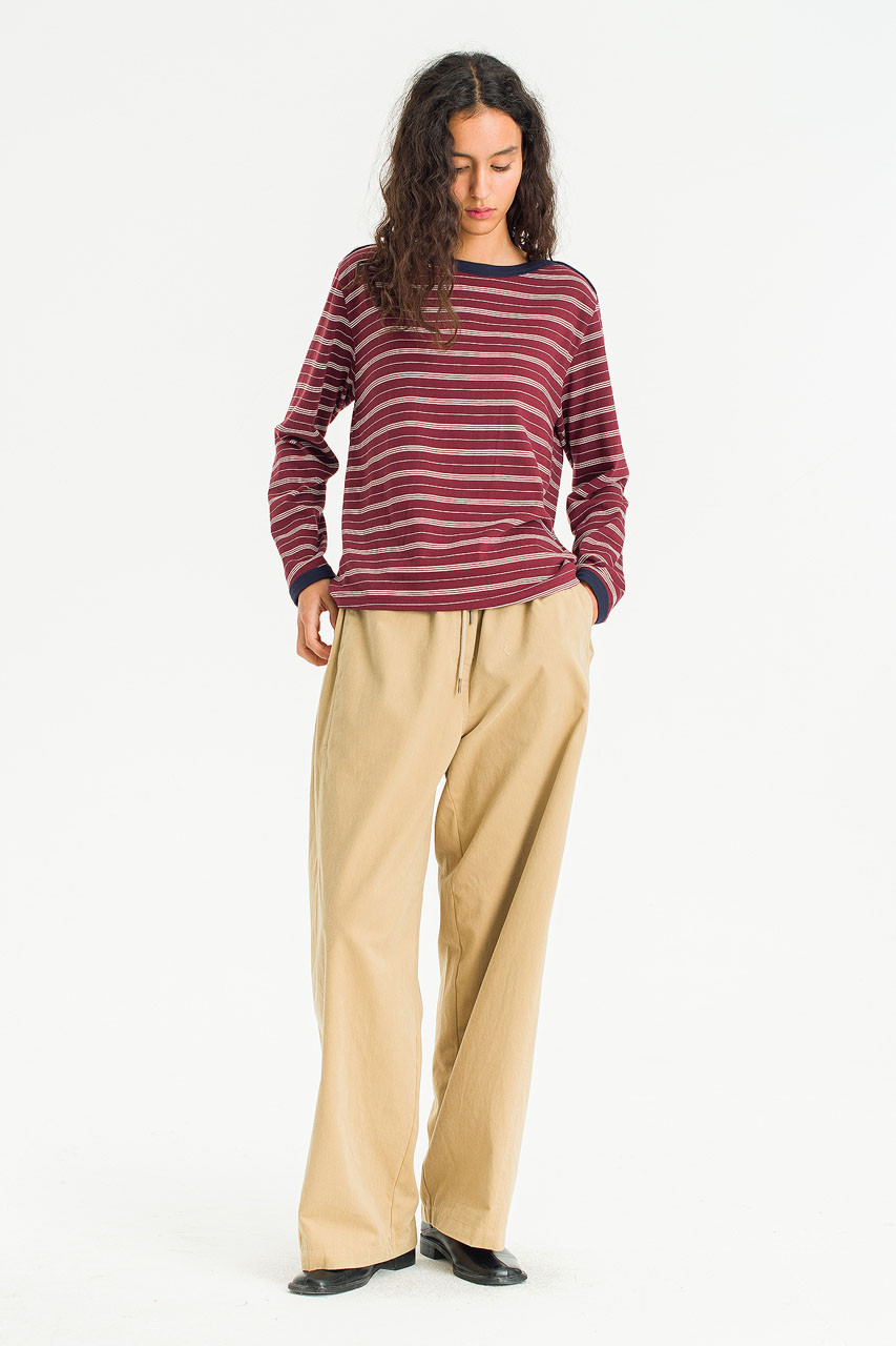 Day Stripe Tee, Burgundy